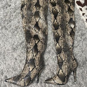 Snake Skin thigh high boots NWT